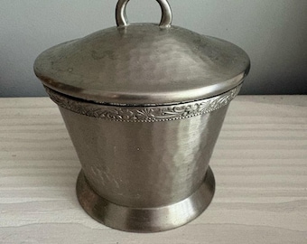VTG Hammered Pewter Lidded Canister/Trinket Box