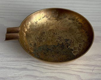 Popielniczka/pojemnik na drobiazgi z trawionego mosiądzu VTG, wyprodukowana w Indiach