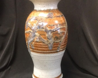 Signed Studio Pottery Vase 9-1/2" tall