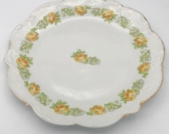 Vintage Limoges Coronet 12 "Runde Servierplatte mit Gelben Rosen