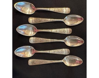 6-delars set 1887 CARDINAL Försilvrade 10 cm frukt-/teskedar Rogers & Hamilton