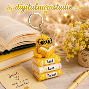 Llavero de ganchillo para amantes de los libros