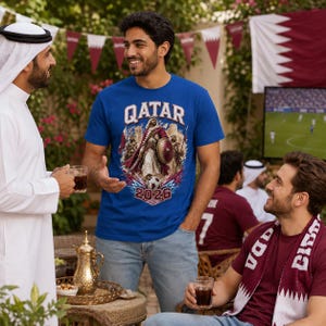 Qatar 2026 Soccer Shirt, Qatar Warrior Football Fan Tee, Qatar Flag Graphic Shirt, Qatari Pride Game Day T-Shirt image 8