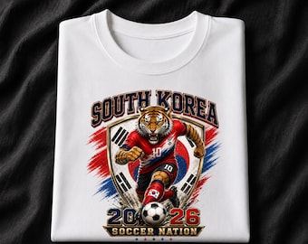 South Korea 2026 Soccer Shirt, Korean Tiger Football Fan Tee, Soccer Nation Graphic Shirt, Korea Game Day T-Shirt