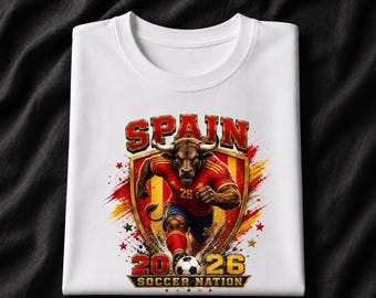 Spain 2026 Soccer Shirt, Spain Bull Football Fan Tee, Soccer Nation Graphic T-Shirt, Spain Game Day Shirt