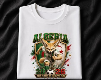 Algeria 2026 Soccer Shirt, Algerian Fox Football Fan Tee, Soccer Nation Graphic T-Shirt, Algeria Game Day Fan Gift