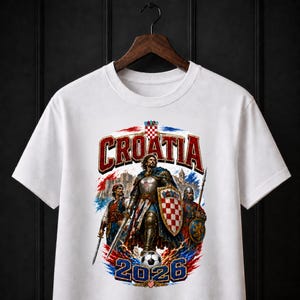 Croatia 2026 Soccer Shirt, Croatian Warrior Football Fan Tee, Checkered Shield Graphic Shirt, Croatia Game Day T-Shirt image 1