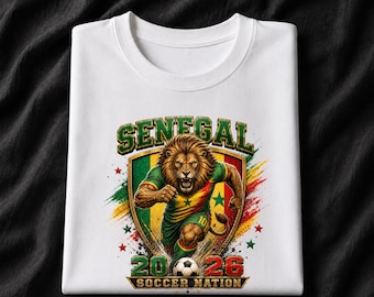 Senegal 2026 Soccer Shirt, Senegal Lion Football Fan Tee, Soccer Nation Graphic T-Shirt, Senegal Game Day Fan Gift