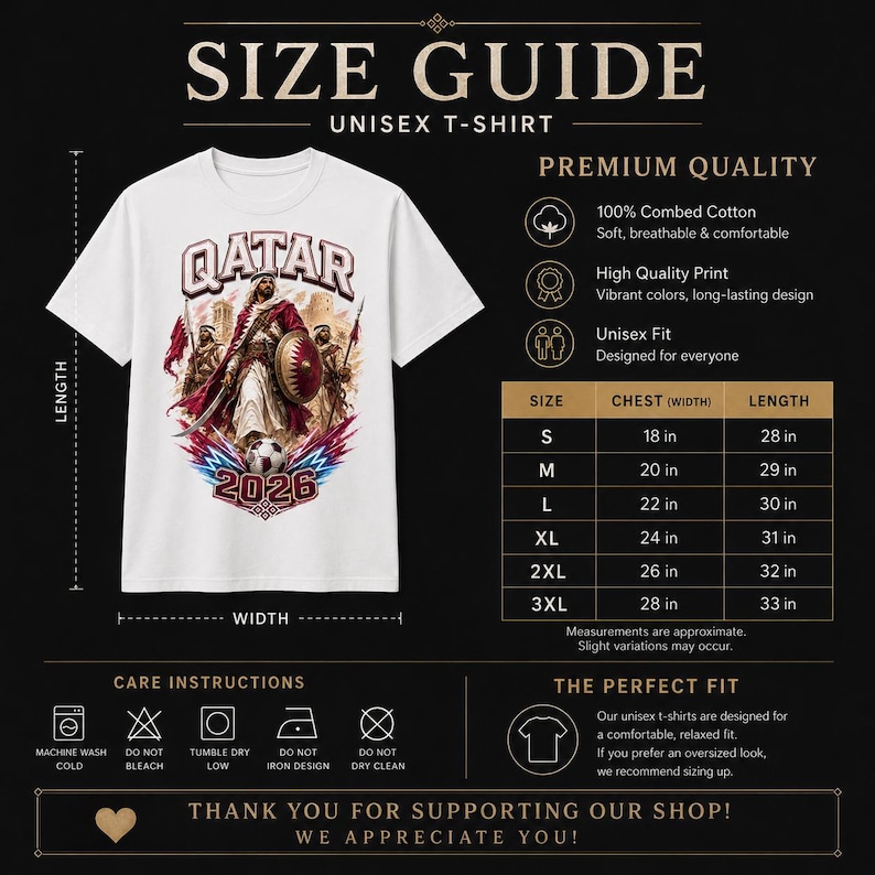 Qatar 2026 Soccer Shirt, Qatar Warrior Football Fan Tee, Qatar Flag Graphic Shirt, Qatari Pride Game Day T-Shirt image 11