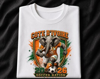 Côte d’Ivoire 2026 Soccer Shirt, Ivory Coast Elephant Football Fan Tee, Soccer Nation Graphic Shirt, Côte d’Ivoire Game Day T-Shirt