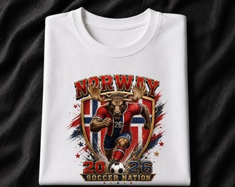 Norway 2026 Soccer Shirt, Norwegian Moose Football Fan Tee, Soccer Nation Graphic T-Shirt, Norway Game Day Fan Gift