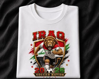 Iraq 2026 Soccer Shirt, Iraqi Lion Football Fan Tee, Soccer Nation Graphic T-Shirt, Iraq Game Day Fan Gift
