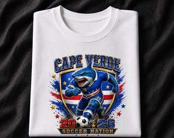 Cape Verde 2026 Soccer Shirt, Cape Verde Shark Football Fan Tee, Soccer Nation Graphic T-Shirt, Cabo Verde Fan Shirt