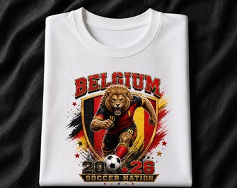 Belgium 2026 Soccer Shirt, Belgian Lion Football Fan Tee, Soccer Nation Graphic Shirt, Belgium Game Day T-Shirt