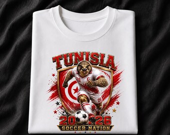 Tunisia 2026 Soccer Shirt, Tunisian Eagle Football Fan Tee, Soccer Nation Graphic Shirt, Tunisia Game Day T-Shirt