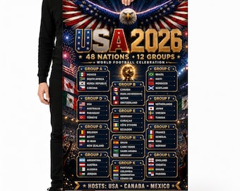 USA 2026 Soccer Groups Poster, 48 Nations Football Wall Art, 12 Groups Stadium Print, Host Nations Fan Decor