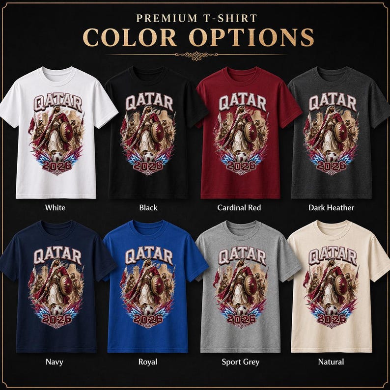 Qatar 2026 Soccer Shirt, Qatar Warrior Football Fan Tee, Qatar Flag Graphic Shirt, Qatari Pride Game Day T-Shirt image 10