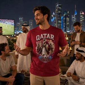 Qatar 2026 Soccer Shirt, Qatar Warrior Football Fan Tee, Qatar Flag Graphic Shirt, Qatari Pride Game Day T-Shirt image 5