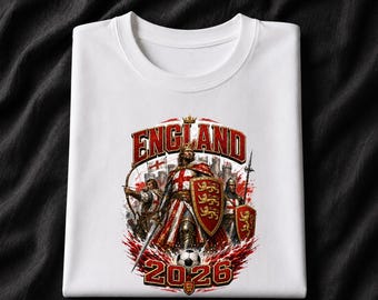 England 2026 Soccer Shirt, English Three Lions Football Fan Tee, Warrior Shield Graphic Shirt, England Game Day T-Shirt