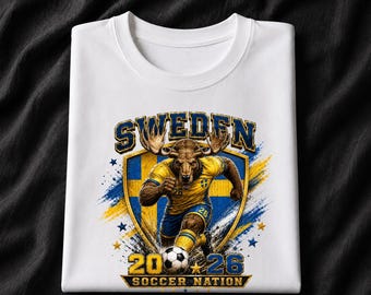 Sweden 2026 Soccer Shirt, Swedish Moose Football Fan Tee, Soccer Nation Graphic Shirt, Sweden Game Day T-Shirt