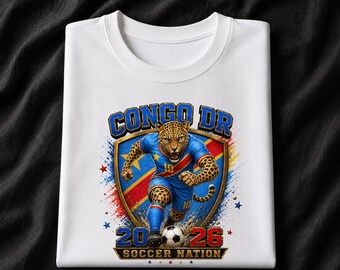 Congo DR 2026 Soccer Shirt, Congolese Leopard Football Fan Tee, Soccer Nation Graphic T-Shirt, Congo Game Day Gift