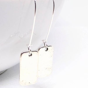 Rectangular earrings antique silver earrings silver oblong earrings rustic earrings earthy earrings minimalist earrings dogtag image 5