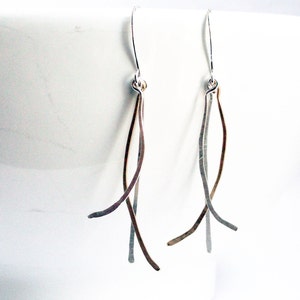 Branch earrings twig earrings metal branches silver and gold hammered earrings hammered wire rustic earrings wire earrings image 1