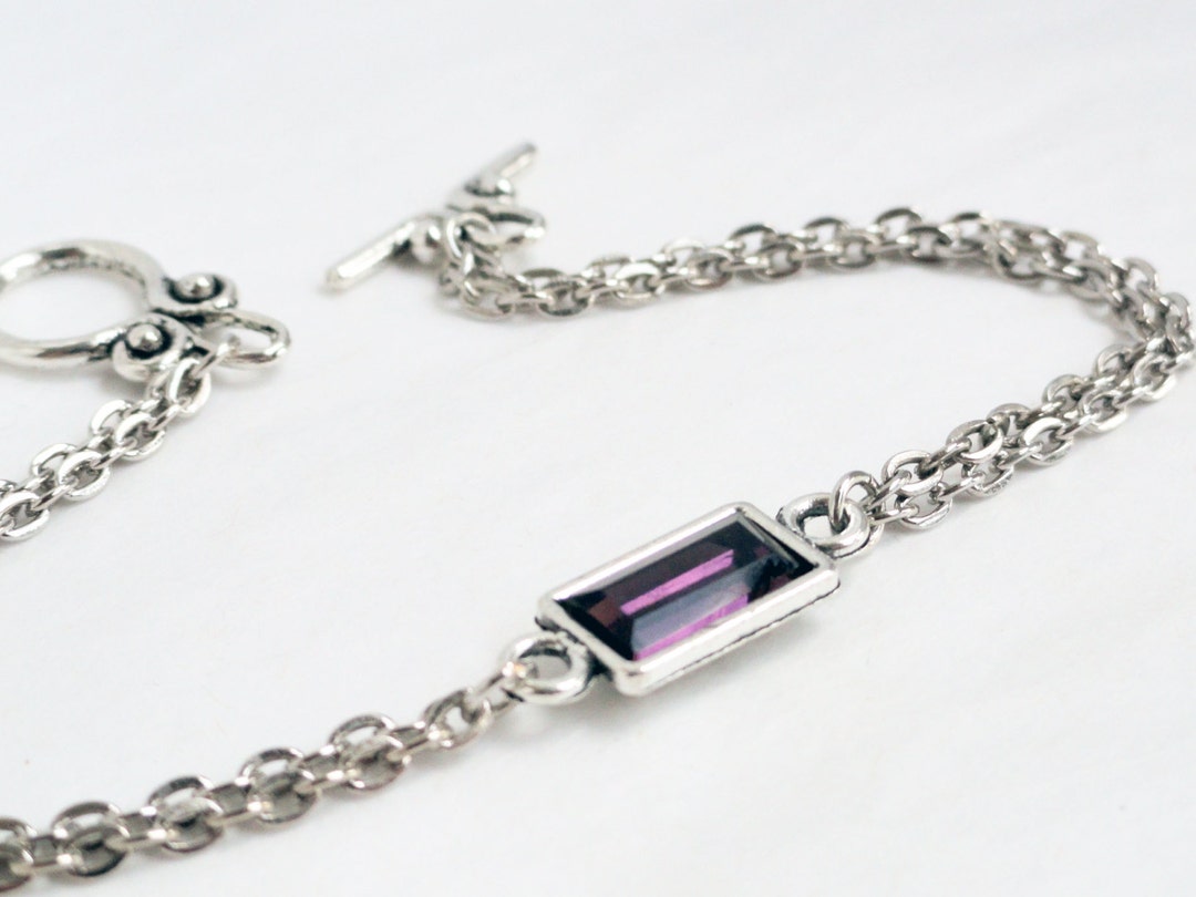 Amethyst Bracelet antique Silver Chain Bracelet Purple Crystal Amethyst ...