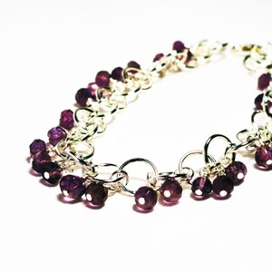 Amethyst bracelet beaded chainmaille purple bracelet chainmaille bracelet February birthstone charm bracelet fringe bracelet image 3