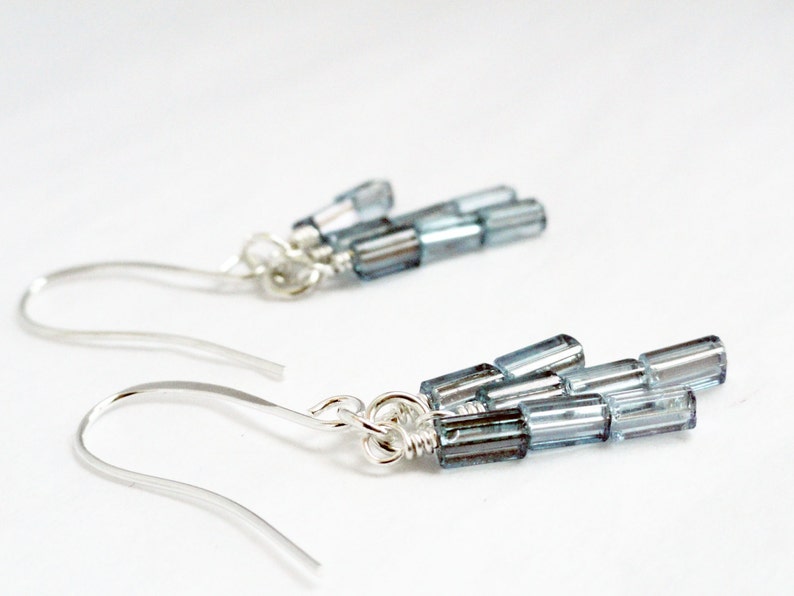 Blue cube earrings glass cube earrings square blue cubes blue stack earrings cube earrings abstract earrings glass tube earrings image 5