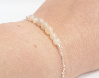 Moonstone bracelet - moonstone bar bracelet - dainty bracelet - silver moonstone - gem stone bar - delicate silver bracelet - gem bar