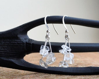 Icicle earrings - ice cube earrings - quartz chip earrings - cluster earrings - rock quartz earrings - crystal earrings