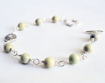 Jasper bracelet - beaded bracelet - jasper beads - green bead bracelet - olive green bracelet - Egyptian bracelet - rustic bracelet