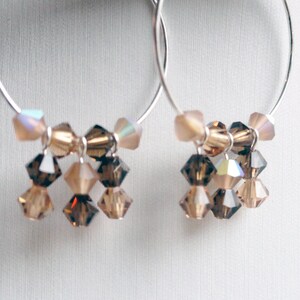 Mocha Earrings Brown Hoop Earrings Amber Hoop Earrings Crystal Hoops ...