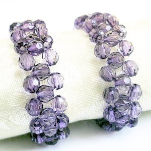 Beaded napkin rings - amethyst napkin ring - purple napkin rings - elegant napkin rings - woven napkin rings - serviette rings