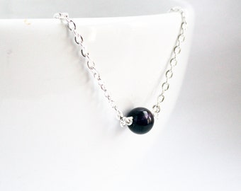 Amethyst necklace - solitaire necklace - amethyst solitaire - floating necklace - purple solitaire - deep purple necklace - amethyst bead