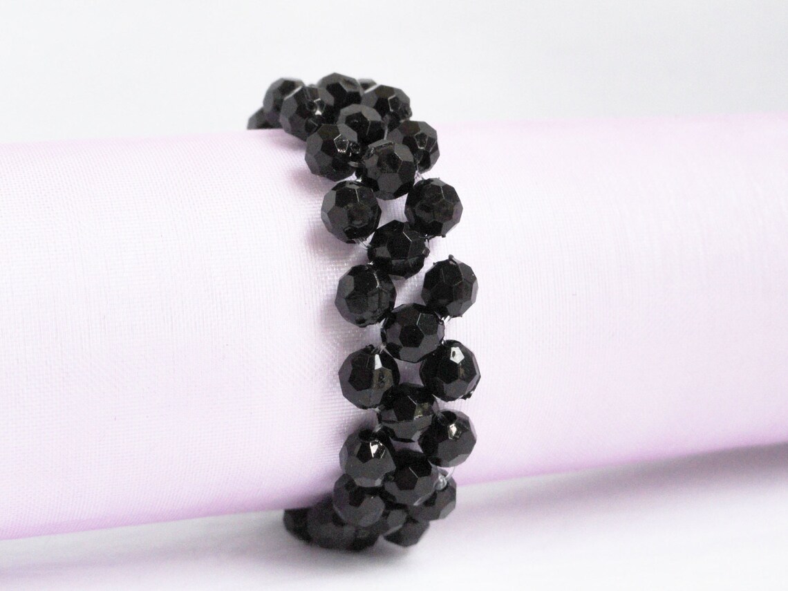 Black Napkin Rings Beaded Napkin Rings Onyx Napkin Rings Etsy