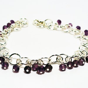 Amethyst bracelet beaded chainmaille purple bracelet chainmaille bracelet February birthstone charm bracelet fringe bracelet image 1