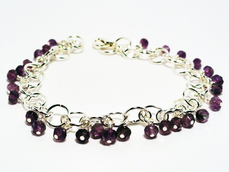 Amethyst bracelet beaded chainmaille purple bracelet chainmaille bracelet February birthstone charm bracelet fringe bracelet image 1