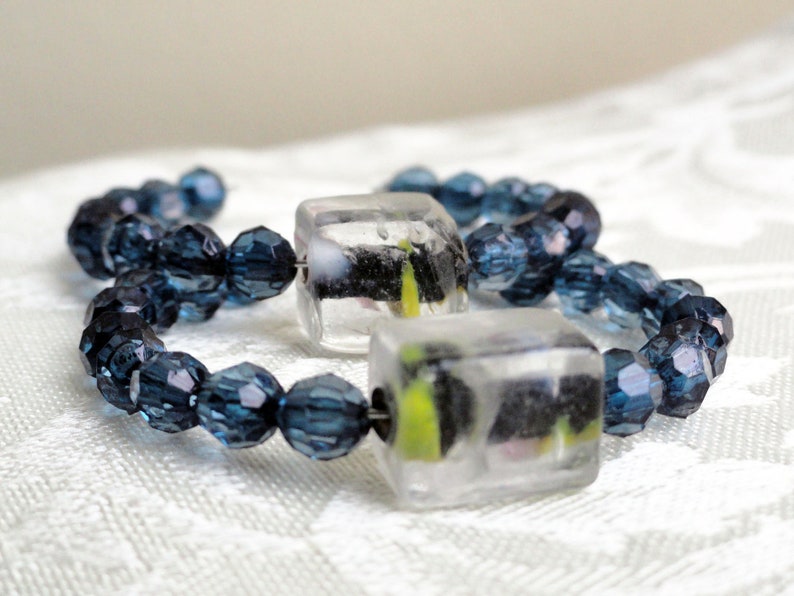 Blue napkin rings lampwork glass beads beaded napkin ring Etsy