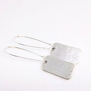 Rectangular earrings antique silver earrings silver oblong earrings rustic earrings earthy earrings minimalist earrings dogtag image 6