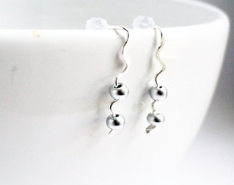 Lightening earrings - zig zag earrings - silver stud earrings - wire stud earrings - silver wire earrings - squiggle earrings wavy earrings