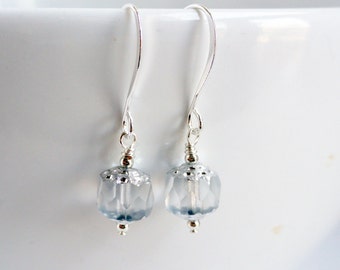 Clear glass lantern earrings - clear and silver cathedral earrings - clear cathedral bead earrings - elegant silver glass earrings - bridal
