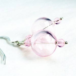 Handblown glass bead earrings baby pink blown glass earrings sterling silver pink earrings pink glass earrings large pink glass bead image 5