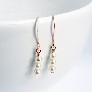 Cream pearl earrings wedding jewelry bridesmaid earrings swarovski pearl earrings gold and cream earrings bridesmaid favors image 5