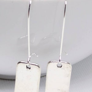 Rectangular earrings antique silver earrings silver oblong earrings rustic earrings earthy earrings minimalist earrings dogtag image 3