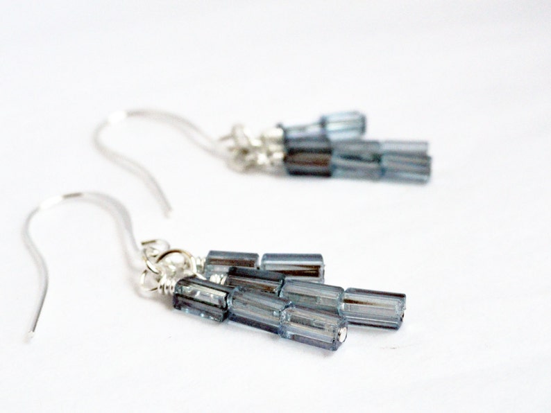 Blue cube earrings glass cube earrings square blue cubes blue stack earrings cube earrings abstract earrings glass tube earrings image 4