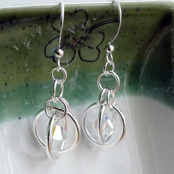 Earrings kit - sputnik earrings kit - illusion earrings - crystal earrings - DIY chainmaille - saturn ring earrings - crystal earrings kit