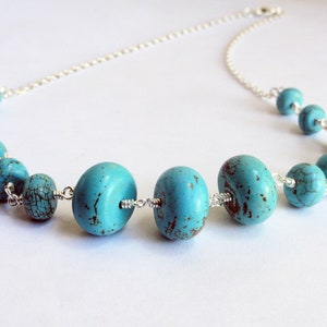 Turquoise necklace - magnesite necklace - genuine turquoise - graduating beads - beaded necklace - blue necklace - aqua necklace