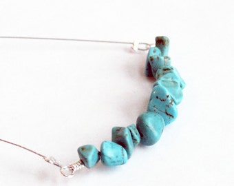 Turquoise necklace - howlite necklace - blue bar necklace - blue chip necklace - chip necklace - turquoise bar necklace